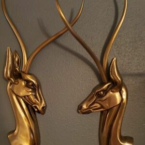 Vintage Cast Aluminum Gazelle Wall Sculptures Pair by Pendergrast San Franscisco